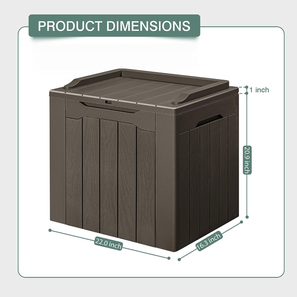 GUNJI 30 Gallon Small Deck Box Outdoor Waterproof Resin Storage Box Lockable ...