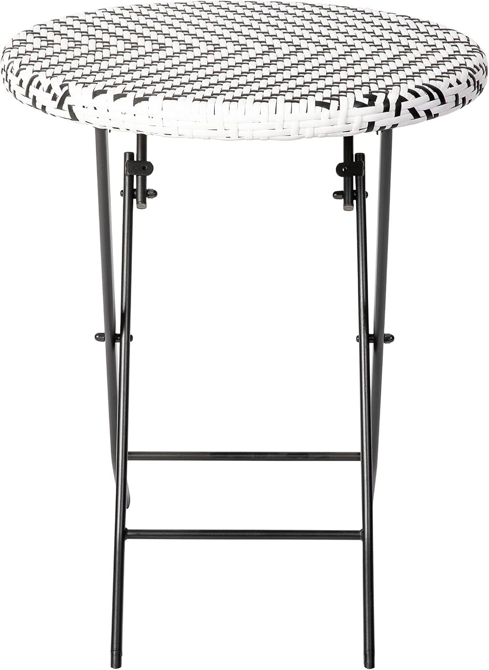 EMMA + OLIVER Black/White Three Piece Folding Bistro Set