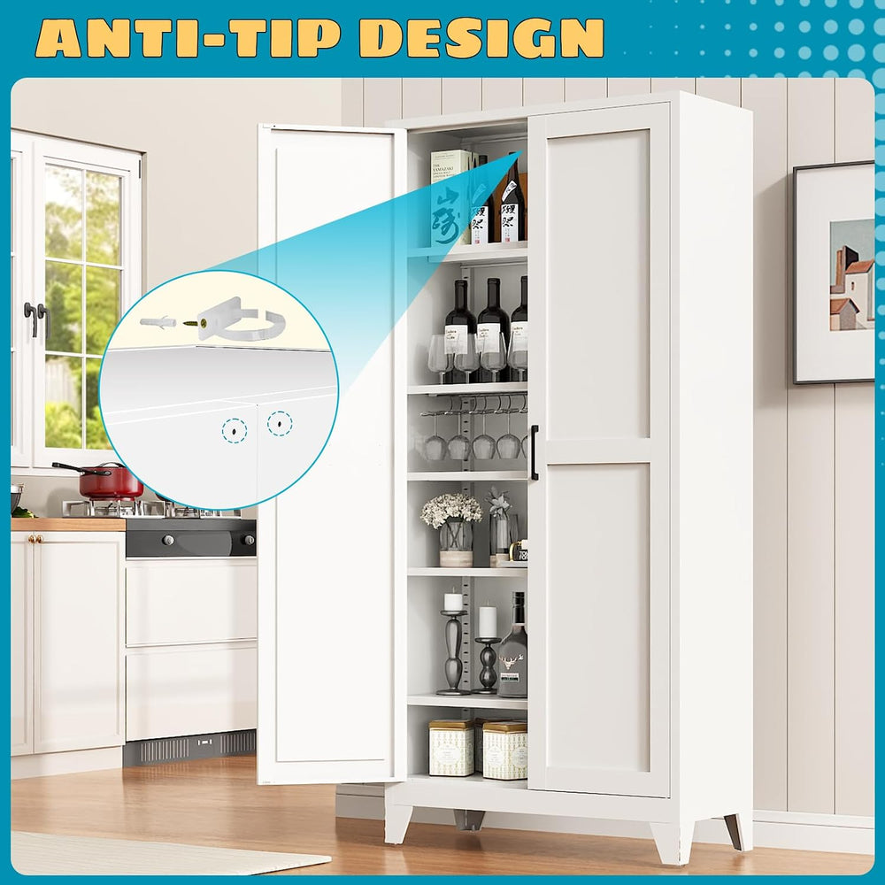 75"Pantry Cabinet,Kitchen Storage Cabinet with 5 Adjustable Shelves