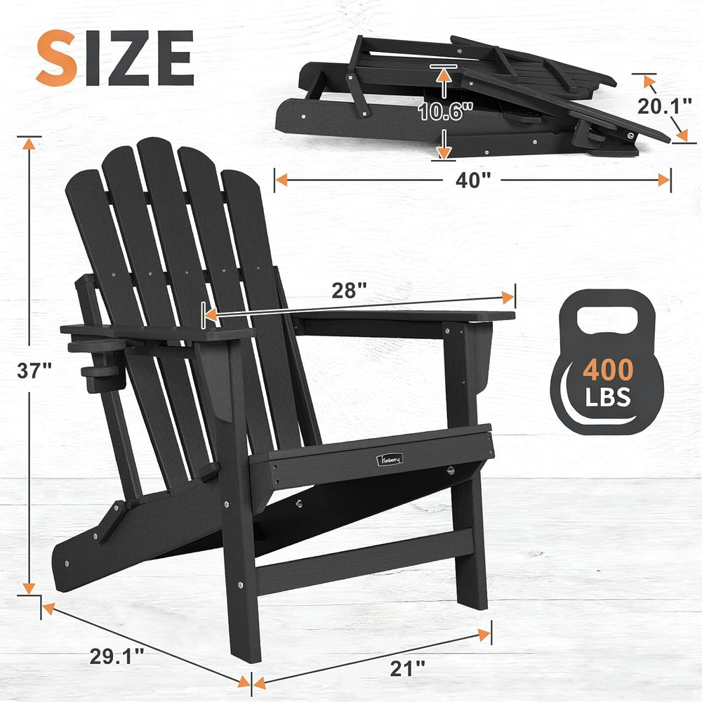 FUNBERRY Oversized Folding Adirondack Chair Set of 2, Fire Pit Chair 400LBS