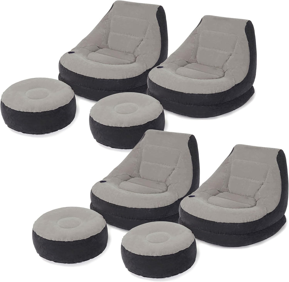 INTEX Ultra Lounge Inflatable Chair with Ottoman Foot Rest, 4-Pack