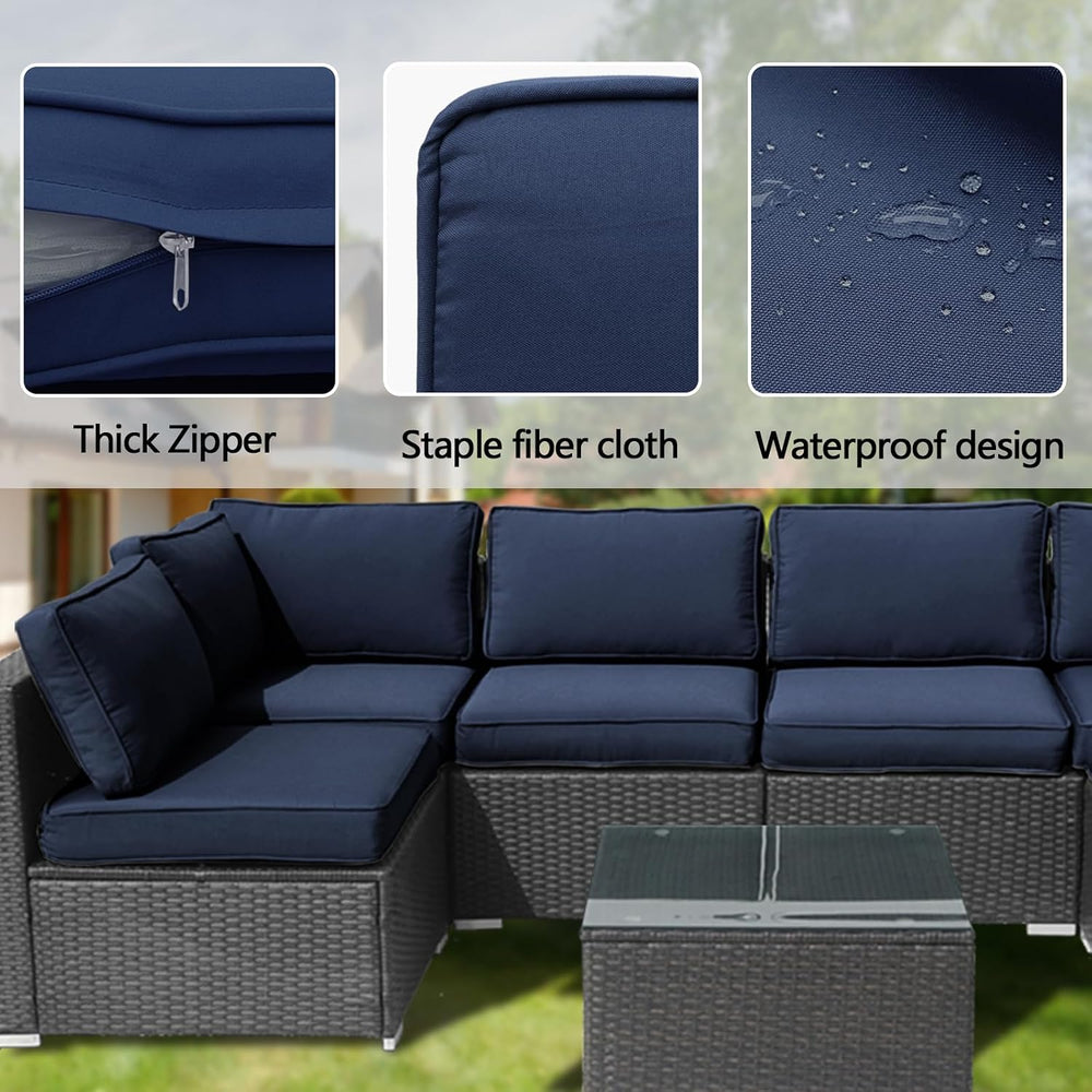 14Pieces Patio Cushion Covers Replacement Outdoor Couch Covers Splashproof UV...
