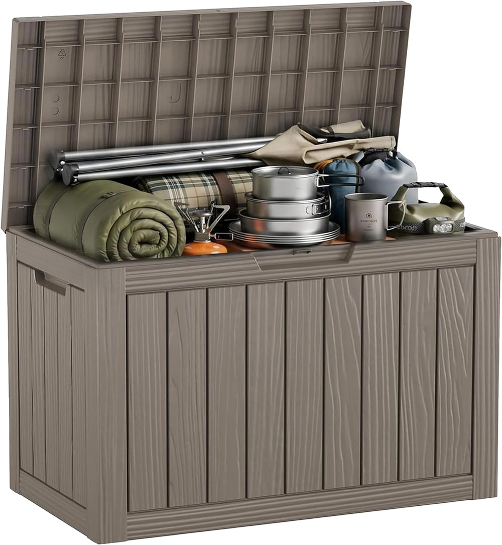 EasyUp 60 Gal Outdoor Storage Box Waterproof Lockable Resin Deck Box