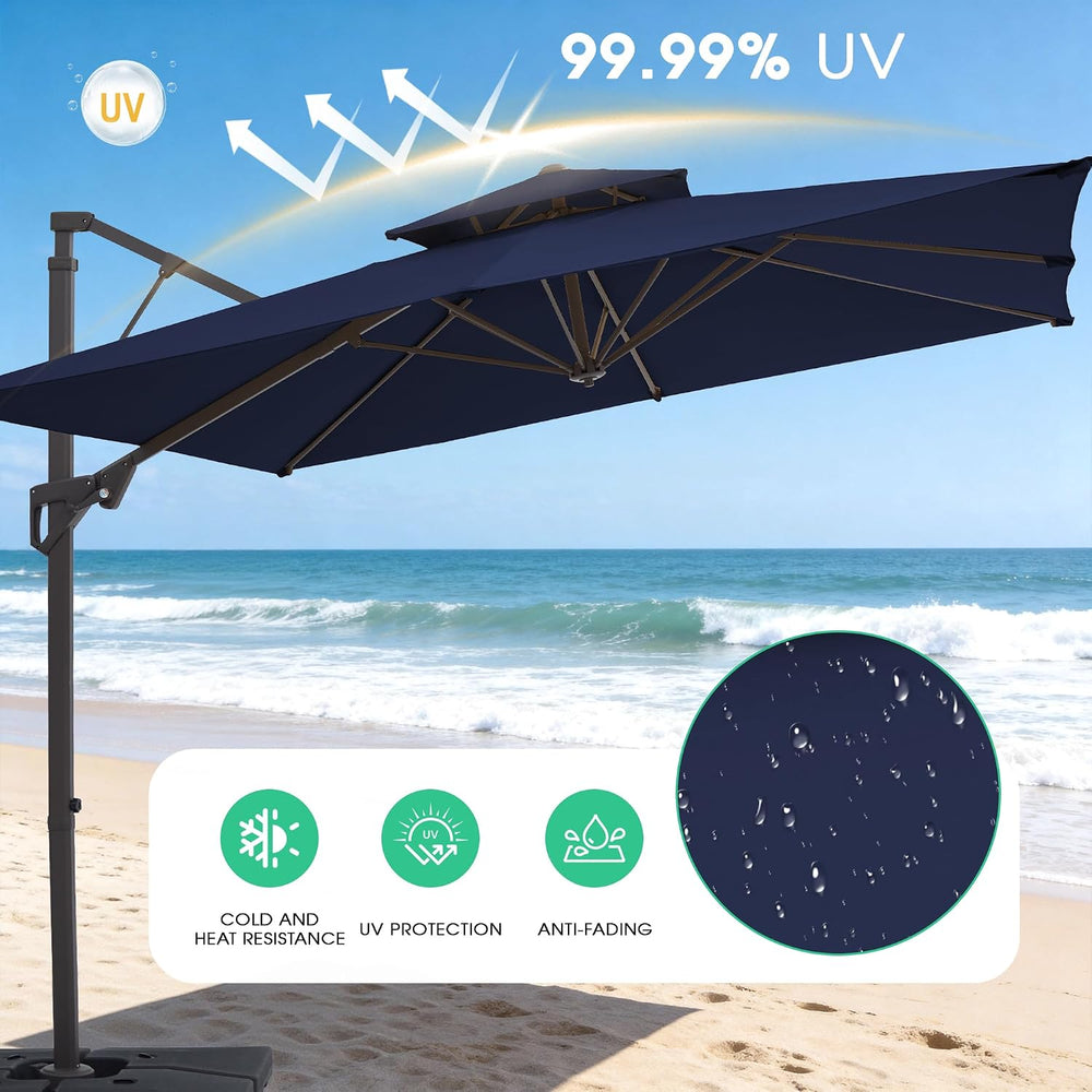 JEAREY 11x11 ft 2-Tier Cantilever Patio Umbrella, Outdoor Offset Umbrella