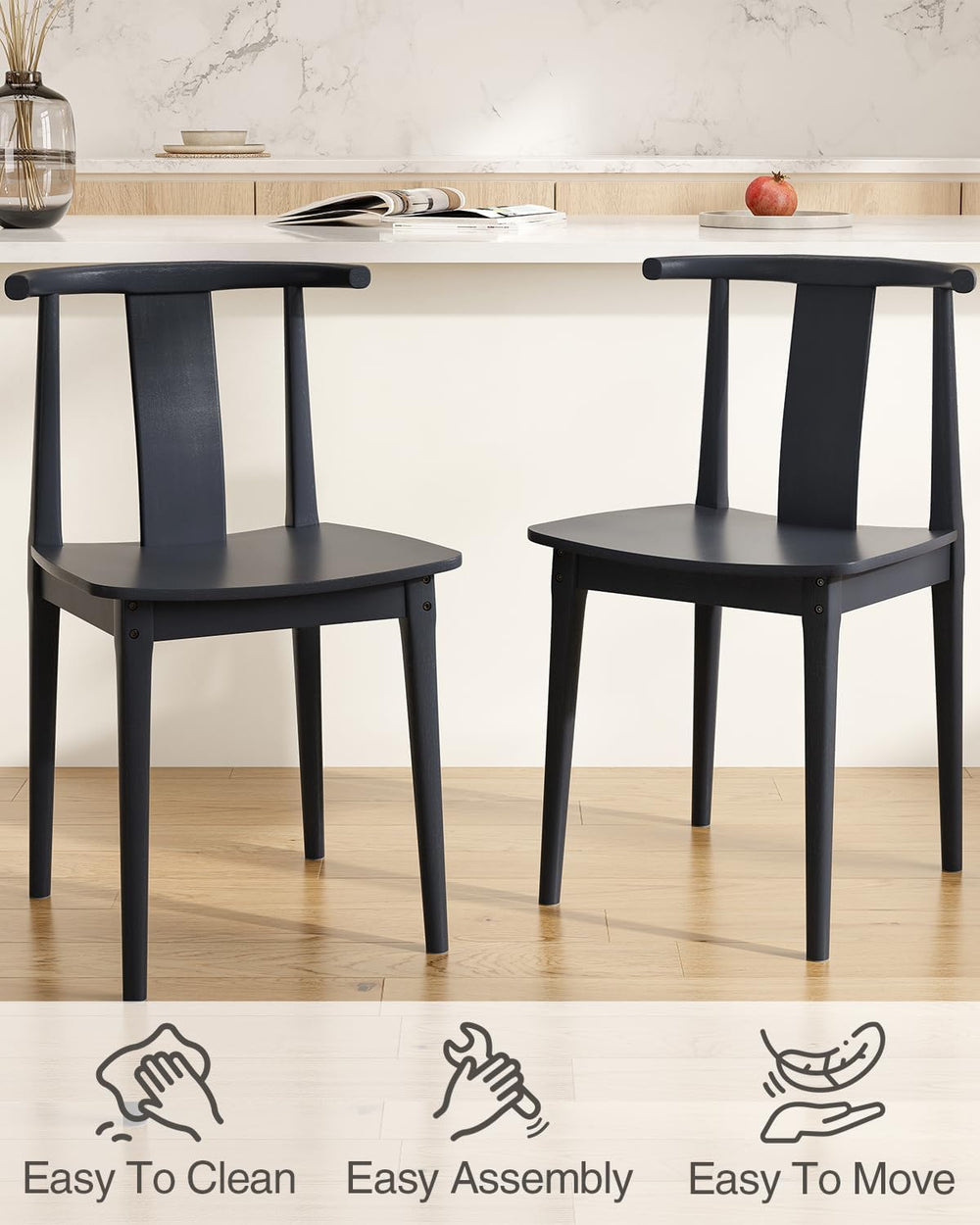 Wood Dining Room Chairs Set of 2 Black
