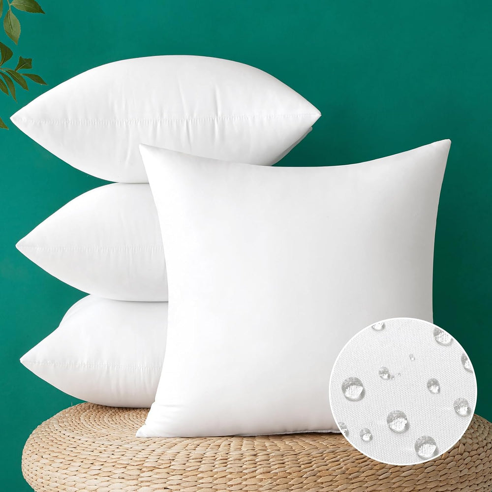 MIULEE 20x20 Inch Outdoor Pillow Inserts, Pack of 4 Waterproof Pillows