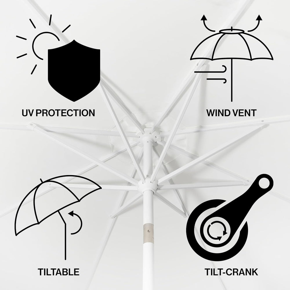 JONATHAN Y Baiona 9 ft. Outdoor Market Patio Umbrella, White/Green