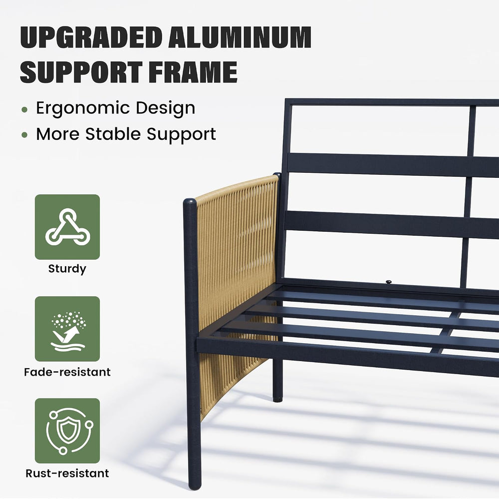 Aluminum Patio Furniture Set for 5, Rope Woven Outdoor Sofa Set