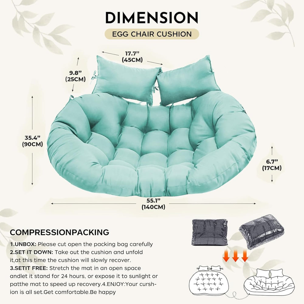 Outdoor Double Egg Chair Cushion Replacement Waterproof