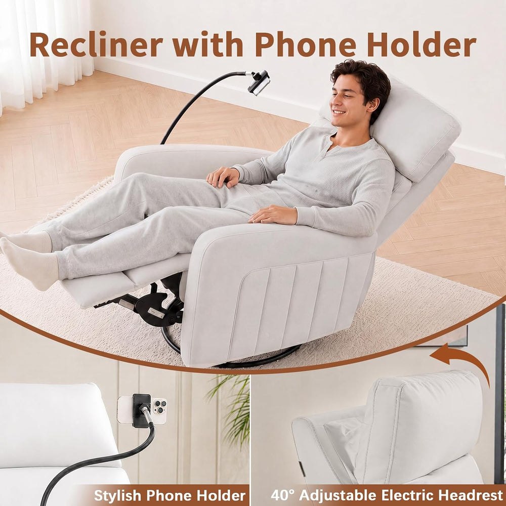 AIRSKY Power Swivel Rocking Recliner Chair with Power Headrest