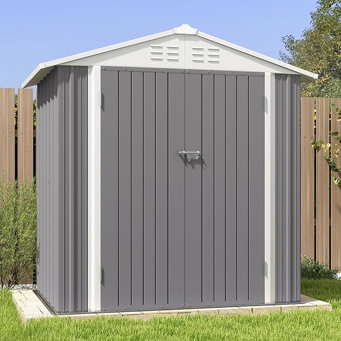 Patiowell 6x4 FT Outdoor Storage Shed, Water-Resistance Metal Outdoor Sheds w...