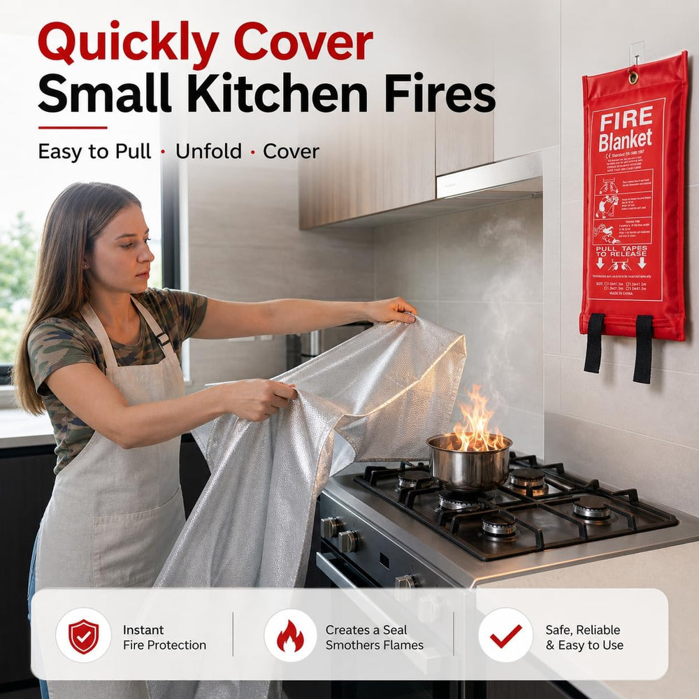 4 Pack,40"x40",Emergency Fiberglass Fire Blanket,Fire Suppression,H...