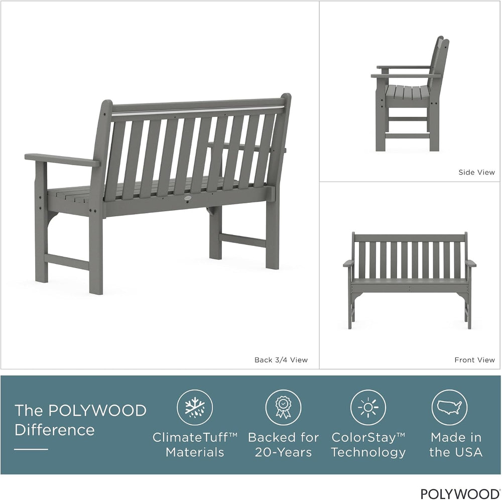 POLYWOOD GNB48GY Vineyard 48" Bench, Slate Grey