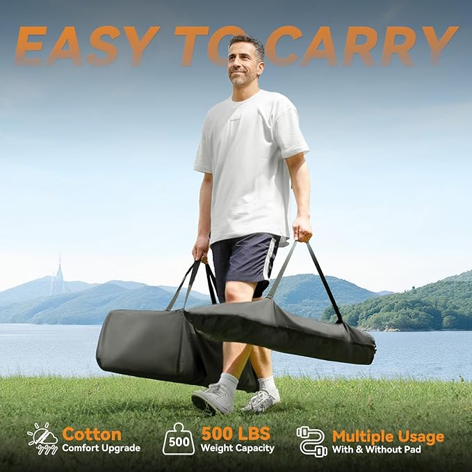2 Person Outdoor Hammock with Stand, Cotton Rope Hammock with Polyester Pad, ...