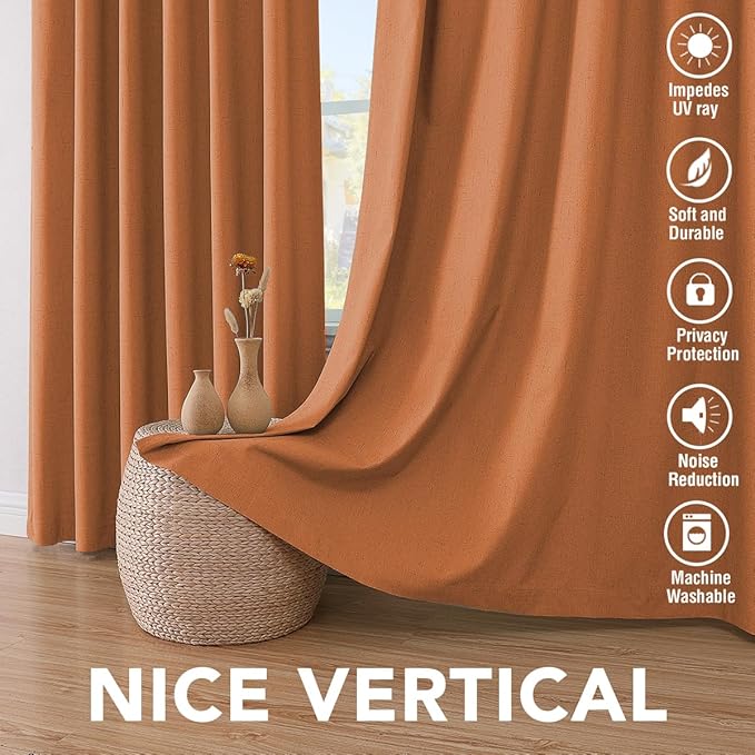 H.VERSAILTEX 100% Blackout Curtains for Bedroom Thermal Insulated Linen Textu...