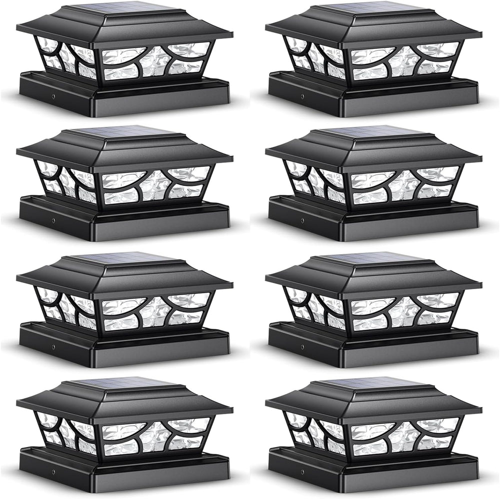 SIEDiNLAR Solar Post Lights Outdoor 4 Modes, 8 Pack Black, Warm/Cool White