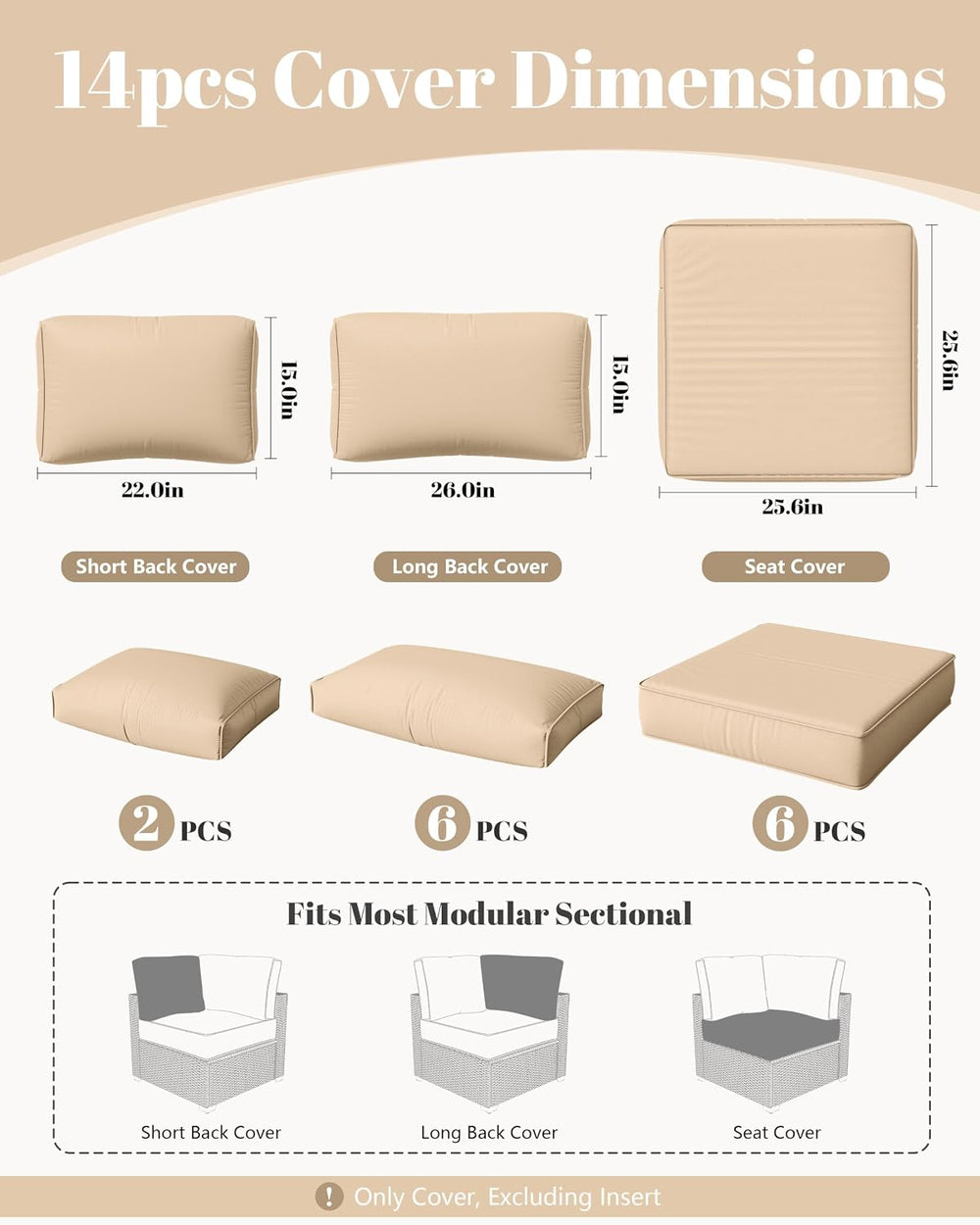 14 Pcs Outdoor Cushion Slipcovers Outdoor Patio Cushion Covers Replacement Wa...