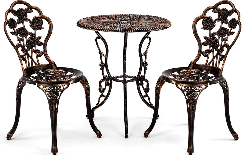 VINGLI 3 PCS Outdoor Bistro Set, Outdoor Patio Set, All-Weather Cast Aluminum...