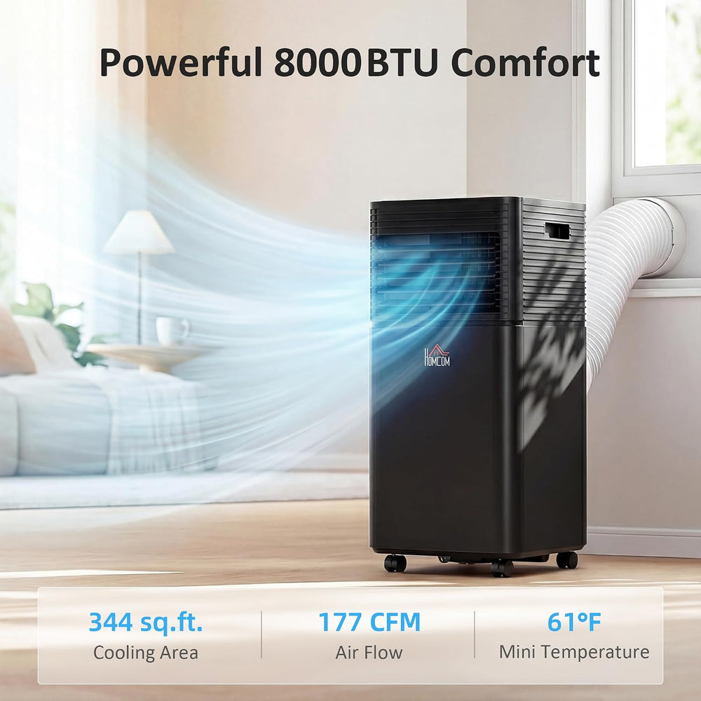 HOMCOM 8000 BTU Portable Air Conditioner for Rooms up to 344 Sq.Ft. Black