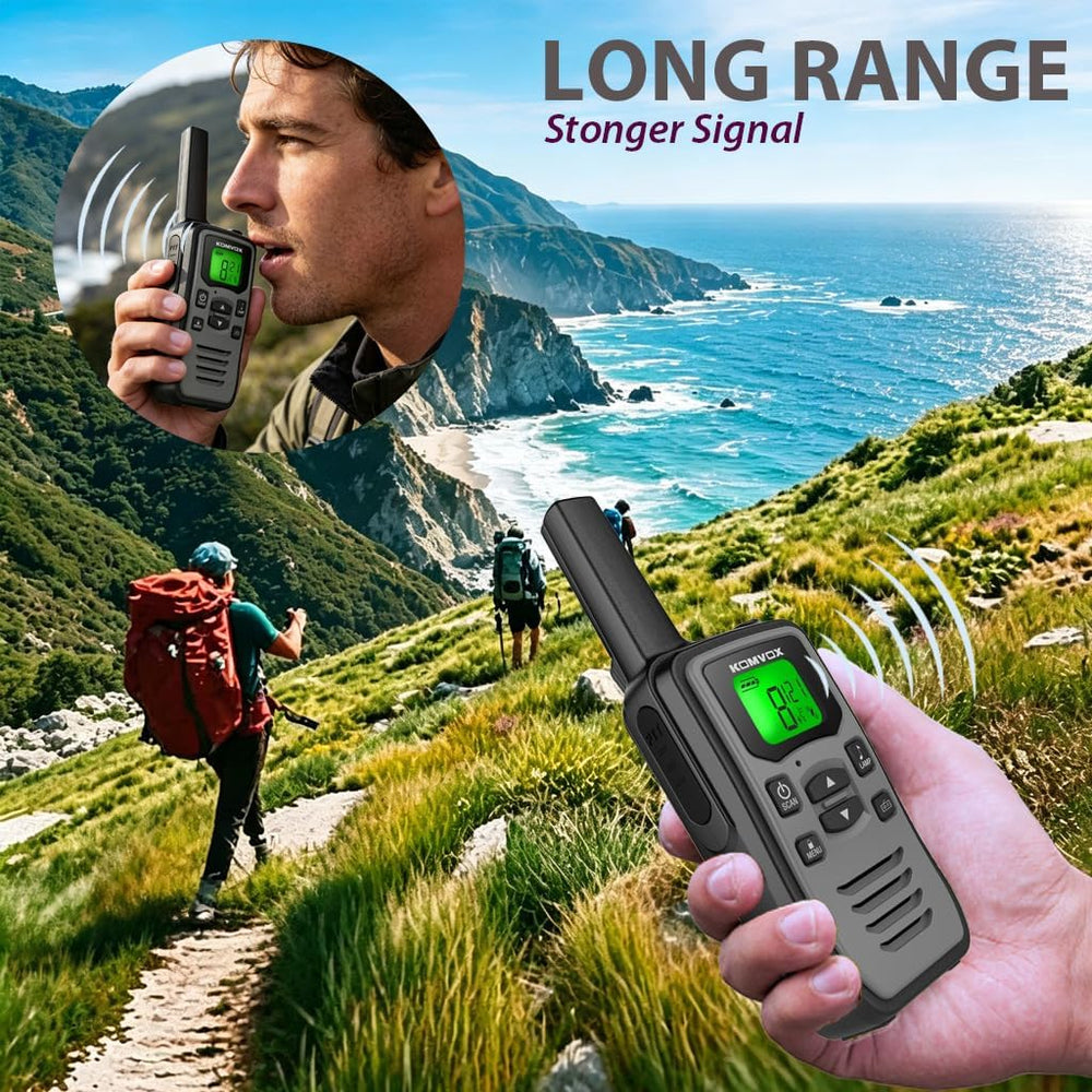 Gray Rechargeable Walkie Talkies for Adults, Long Range 36 Channels FRS Two W...