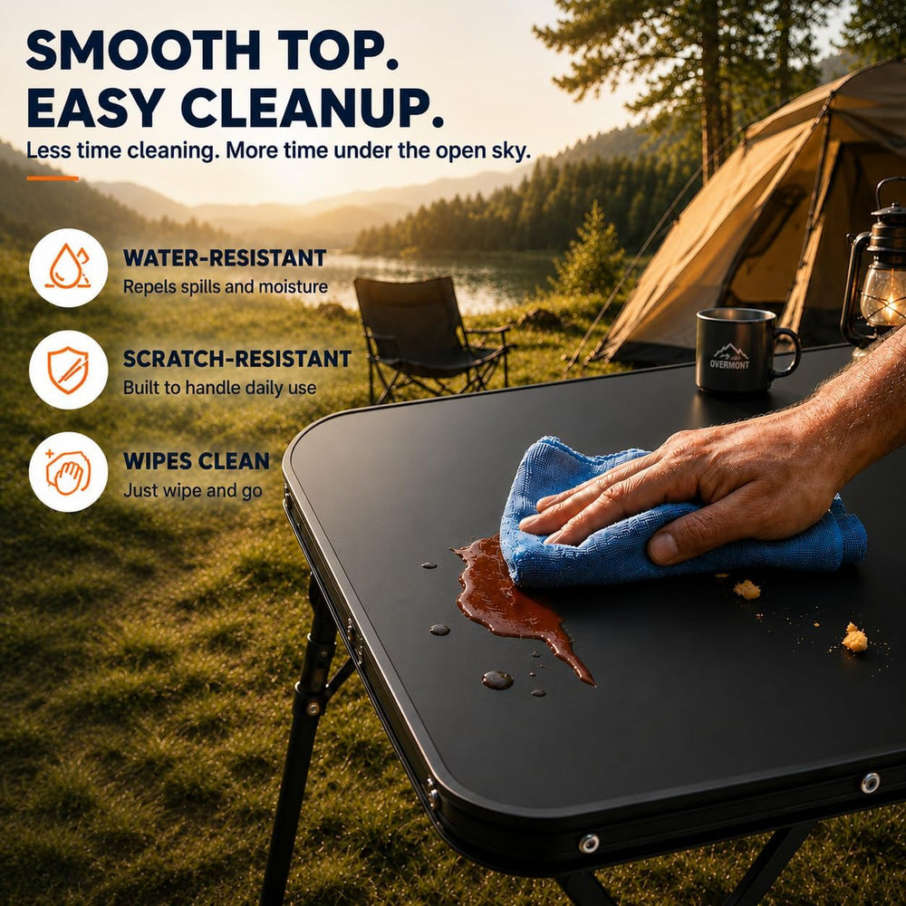 Overmont Folding Aluminum 4ft Camping Table with Carry Handle 2 Heights Up