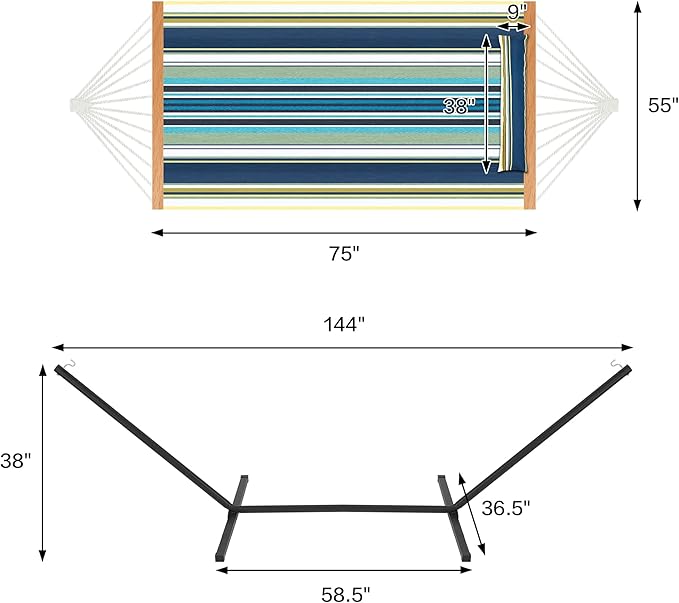 Two Person Hammock with Stand for Outside Heavy Duty, Outdoor Patio Hammock w...