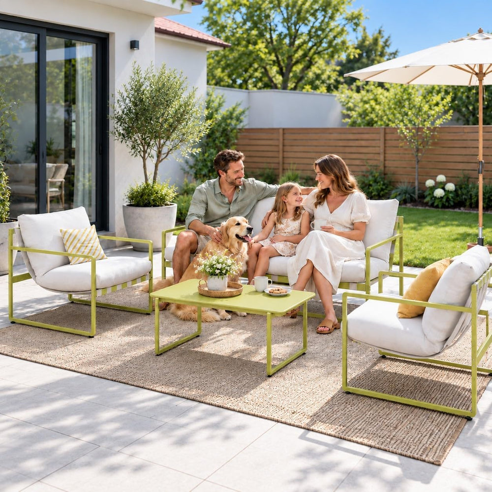 Grand patio 4-Piece Outdoor Furniture Set, Modern Patio Furniture with Soft C...