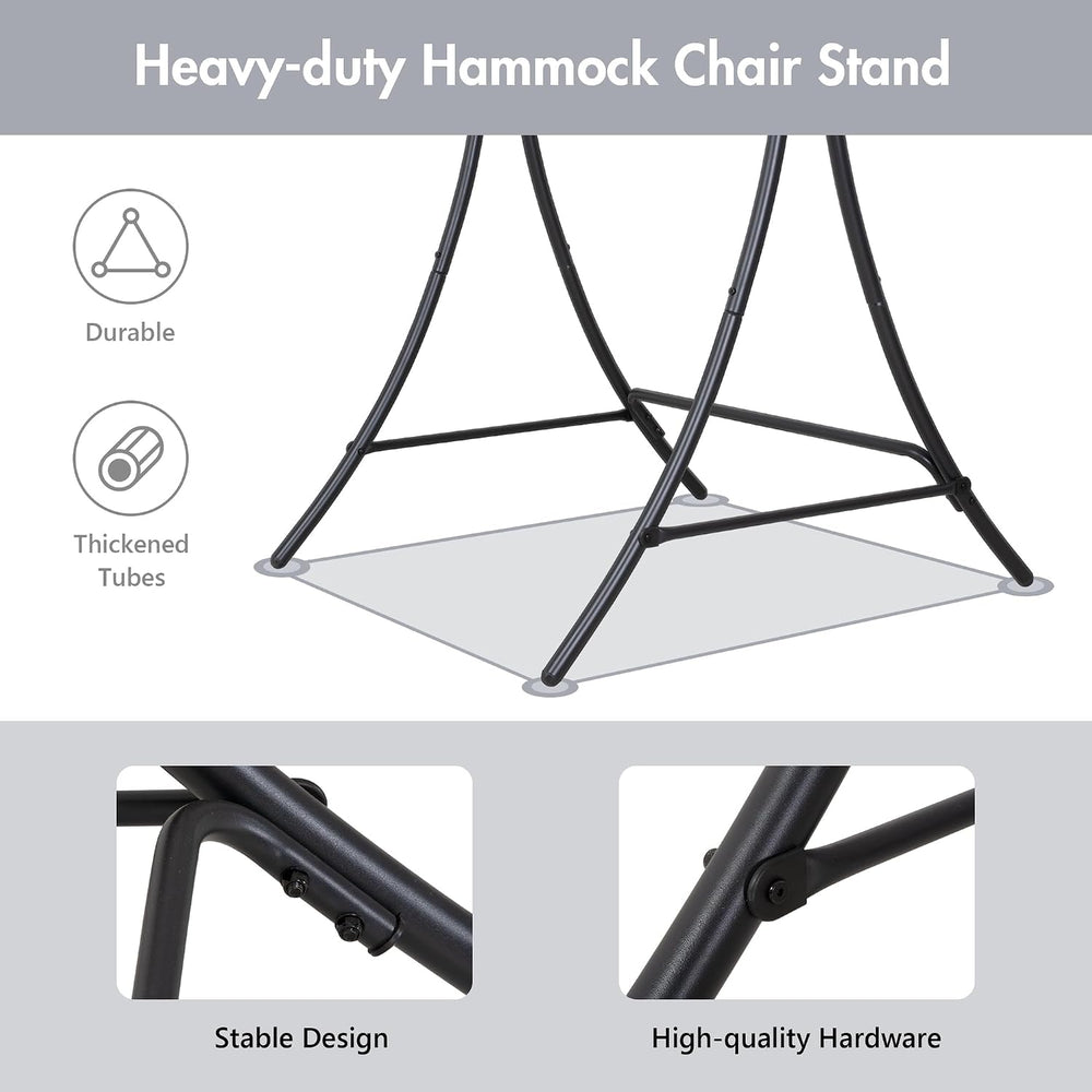 ANOW Heavy Duty Macrame Hammock Chair with Stand, Light Grey Swing Chair