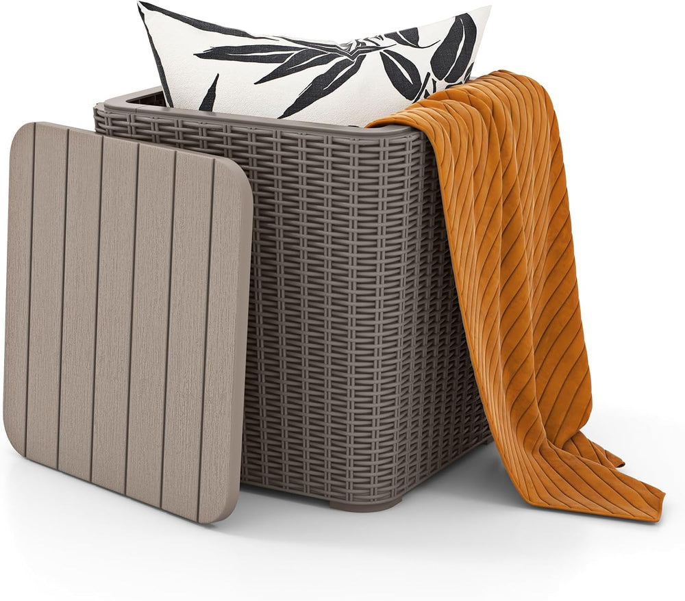 Tangkula 11.5 Gallon Water-proof Deck Box with Removable Lid, Brown