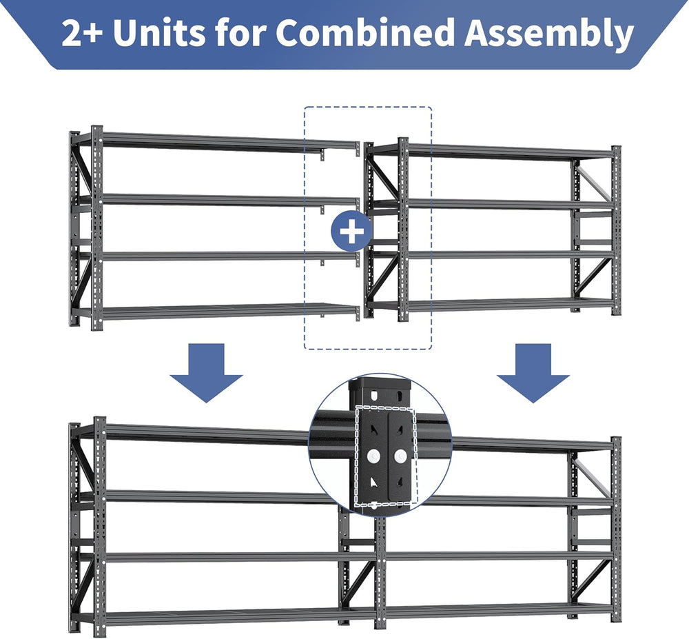 Novolume 32" W Heavy Duty Storage Shelves,4-Tier Adjustable Metal Garage...