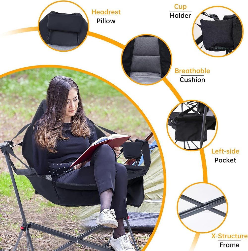 Camping Hammock Chair with Stand, Rocking Swing Chair (2 Pack)