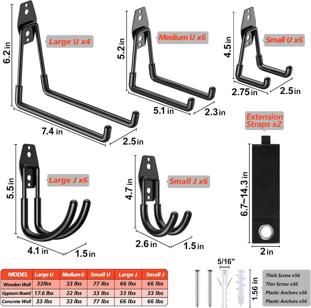 30-Pack Heavy Duty Garage Hooks for Storage & Hanging Items