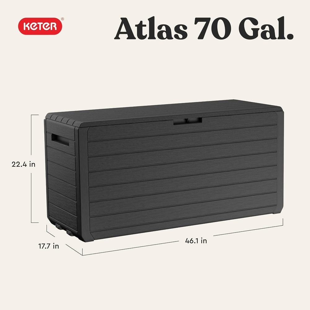 Keter Atlas 70 Gal Outdoor Storage Box for Patio and Pool Accessories