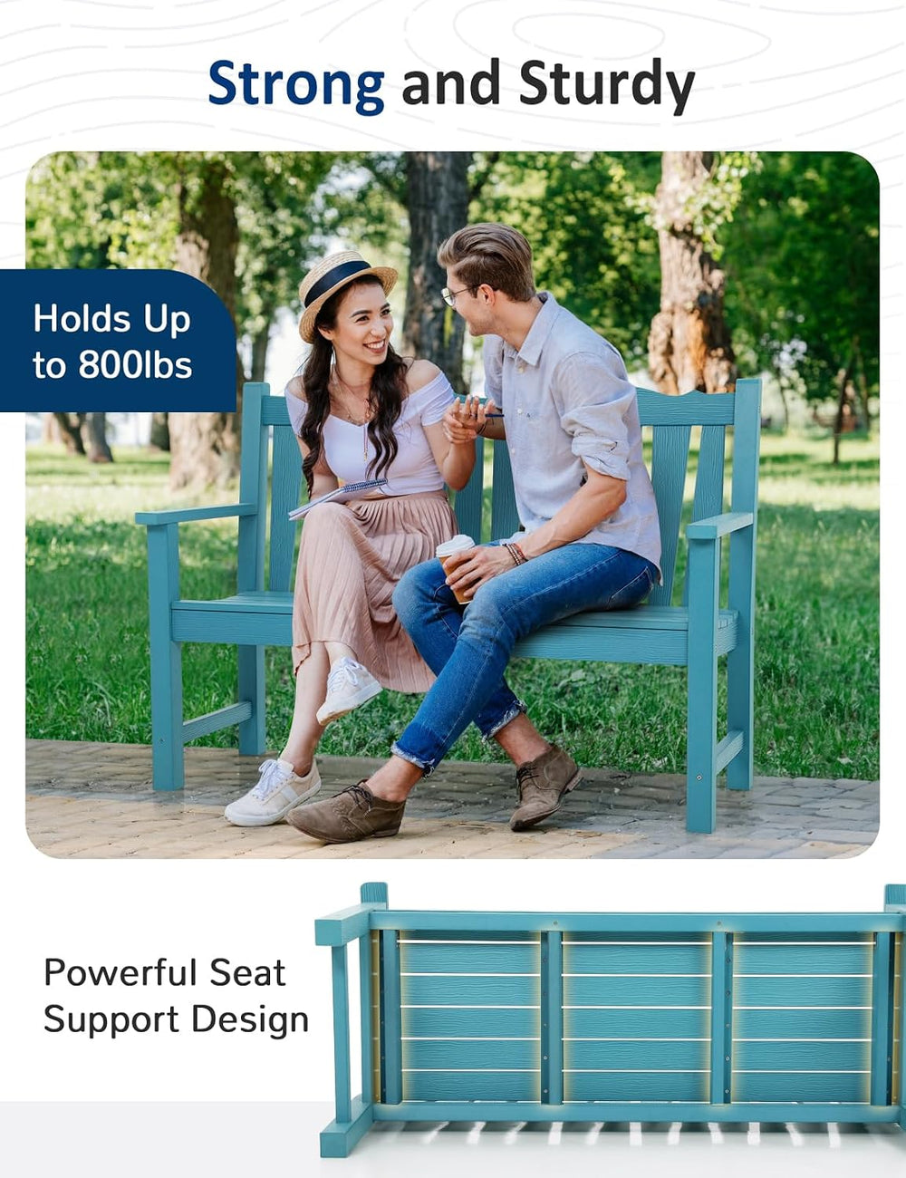Outdoor Bench Weatherproof, 2-Person Garden Benches for Outdoors, All Weather...