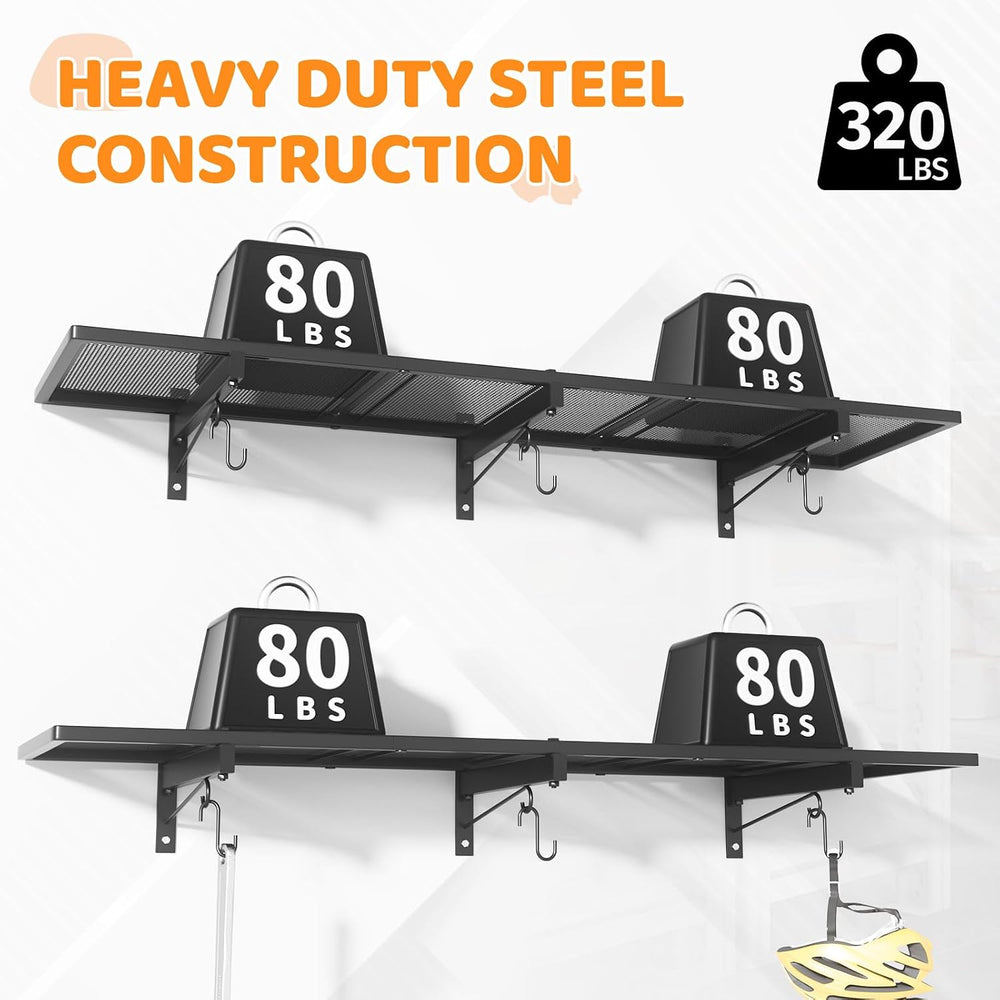 2 Pack Garage Wall Shelving, 1x3.85ft Heavy Duty Garage Shelving Wall Mounted...