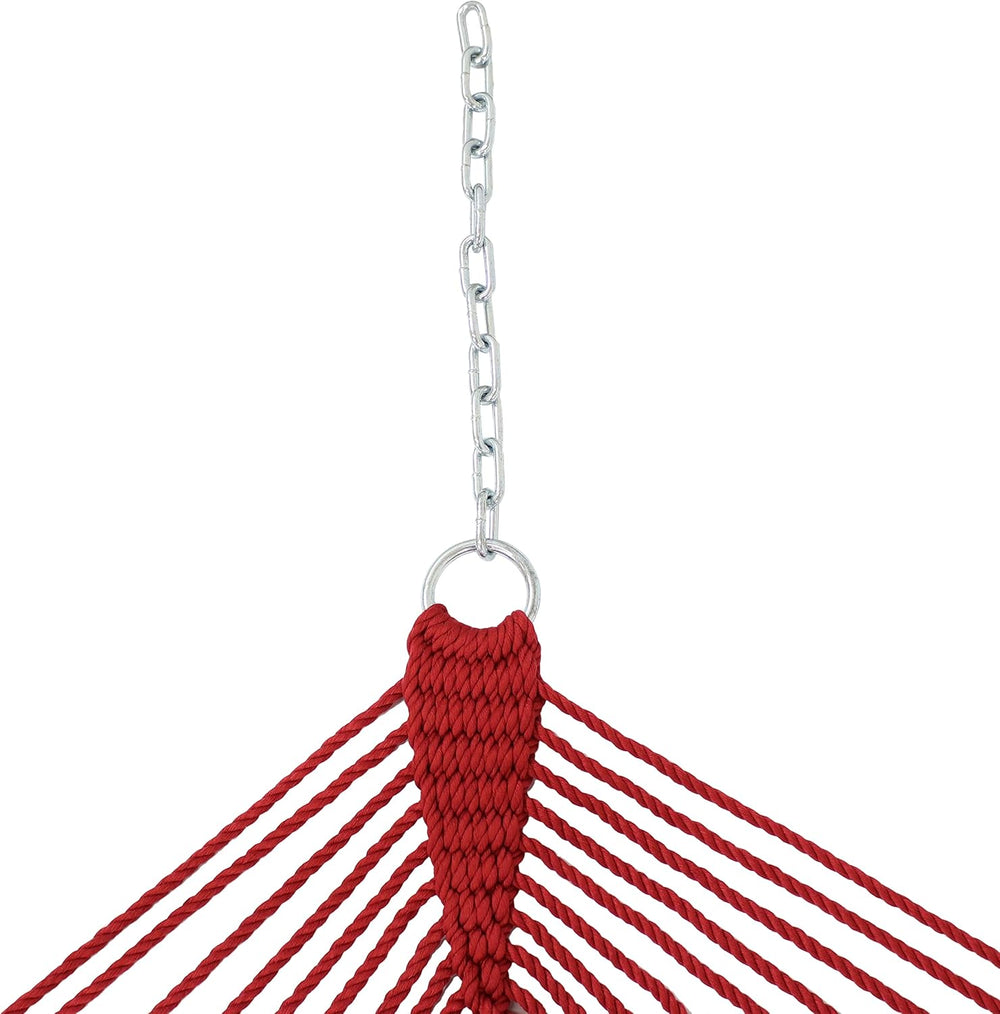 Sunnydaze XL Caribbean Rope 2-Person Hammock and Stand Combo, Red