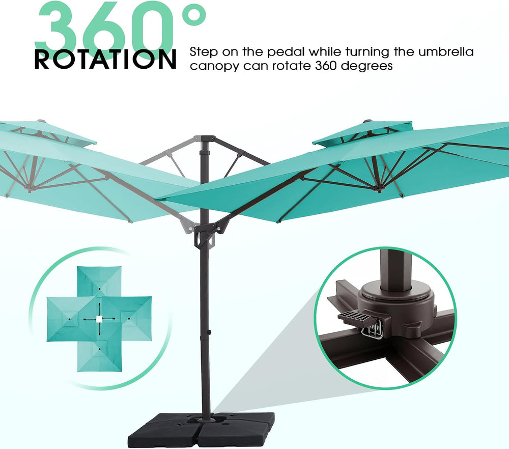 JEAREY 10x10 ft 2-Tier Cantilever Patio Umbrella, Outdoor Offset Umbrella