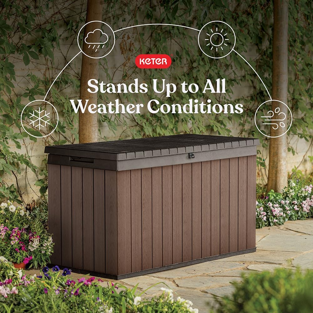 Keter Darwin 150 Gallon Resin Large Deck Box - Organization and Storage for P...