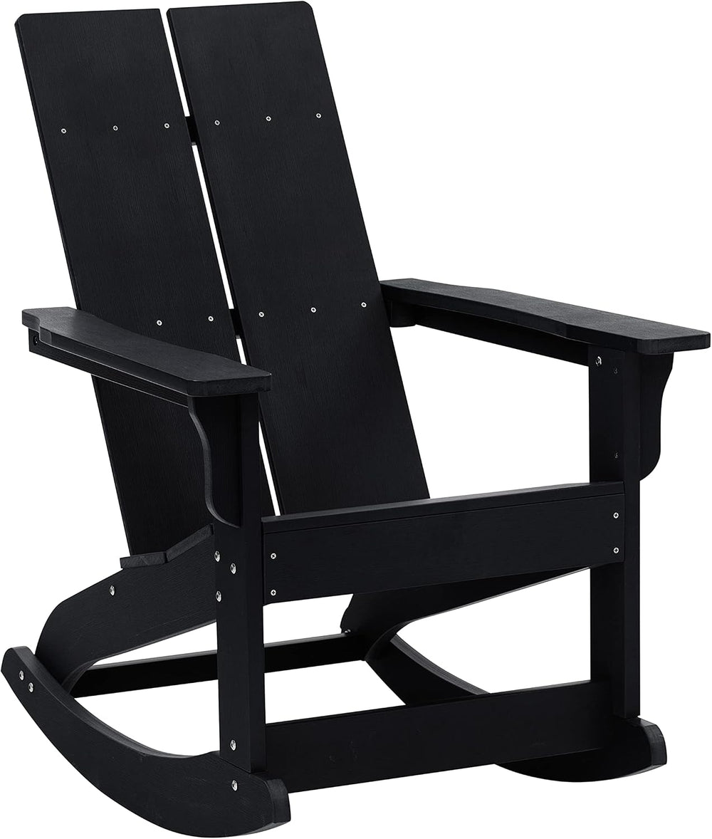 EMMA + OLIVER Black Adirondack Rocking Chair