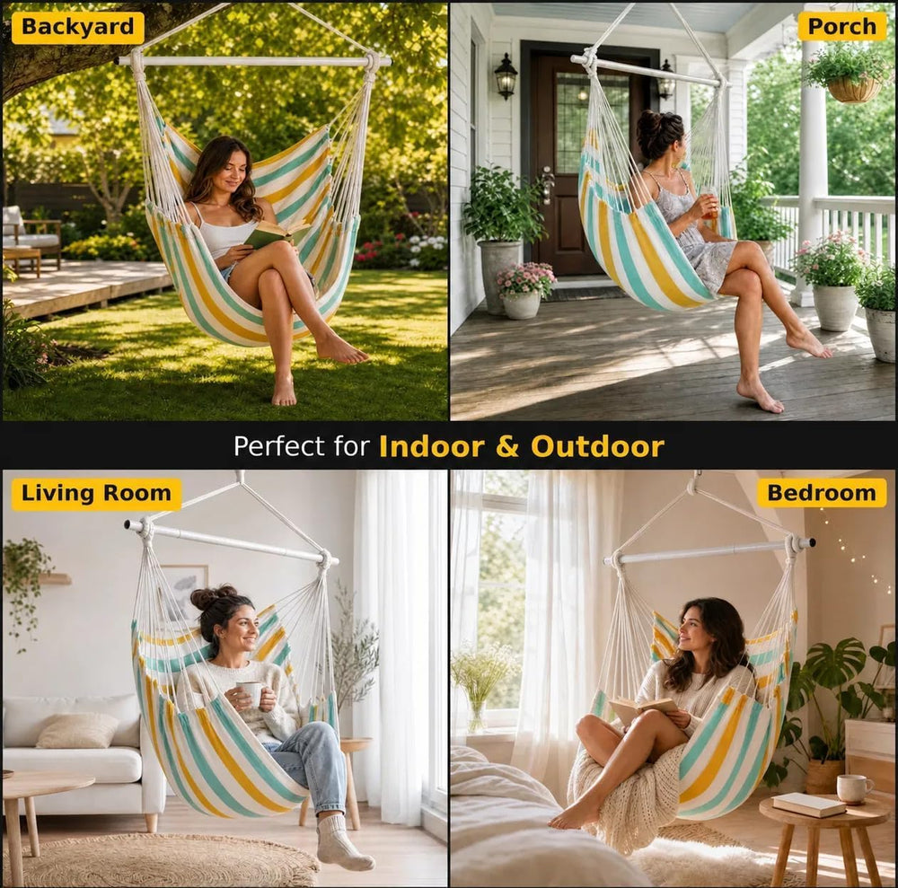 ADVOKAIR Hammock Chair Swing 500lbs Steel Bar Multi-Size Bedroom&Porch