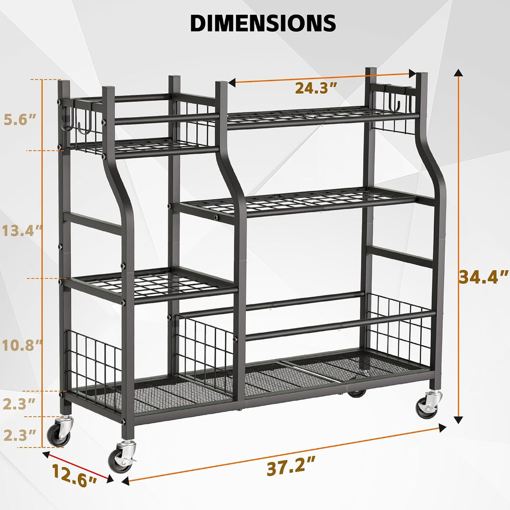 Garden Tool Organizer with Wheels for Garage and Shed, Spacious Tool Storage,...