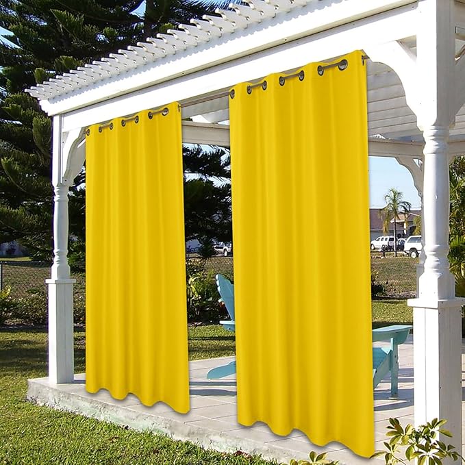 BONZER Outdoor Curtains for Patio Waterproof Thick Privacy Grommet Light Filt...