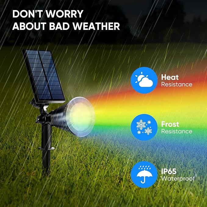 KEV Solar Spot Lights Outdoor,18 LEDs Solar Flood Lights with 8 Modes &Co...