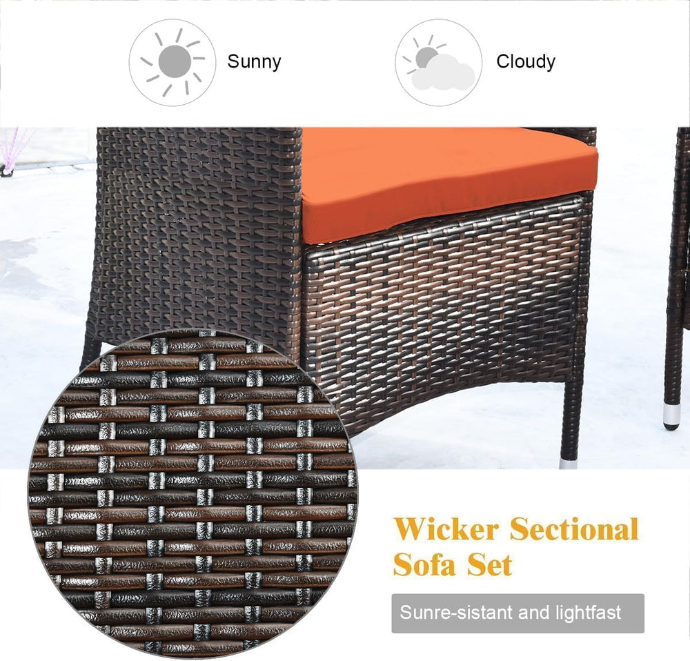 Goplus 4-Piece Rattan Patio Set, Outdoor/Indoor Wicker Conversation Set for P...