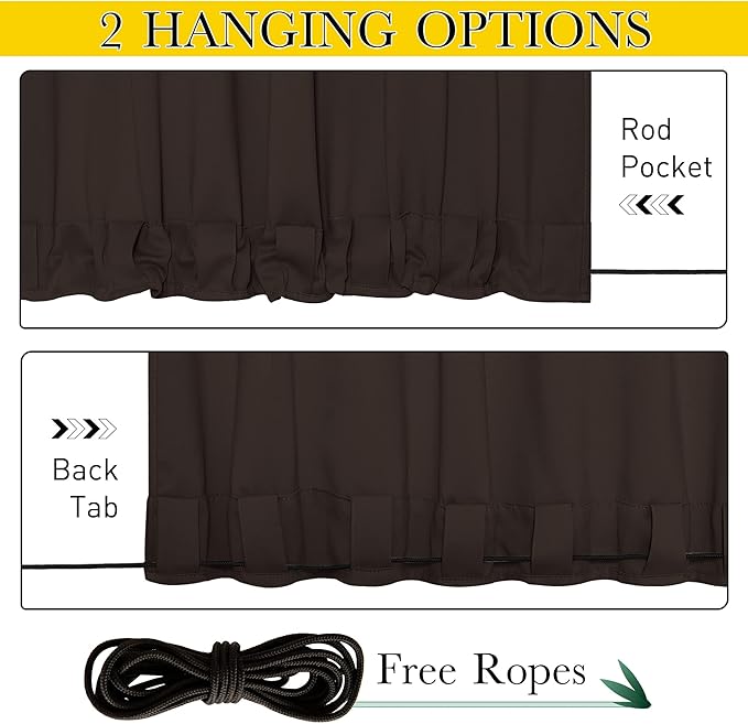 NICETOWN 2 Panels Weighted Outdoor Curtains for Patio Waterproof, Thermal Ins...