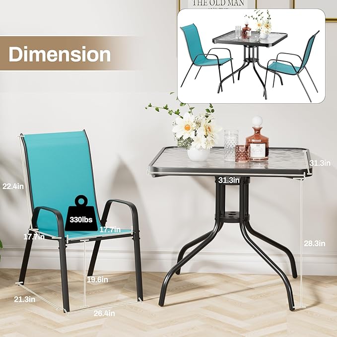 TLSUNNY Patio Dining Set 5 Pieces, All Weather Outdoor Furniture W/30"X ...