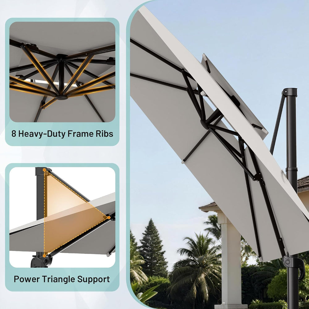 AreShark Double-Top Cantilever Patio Umbrella