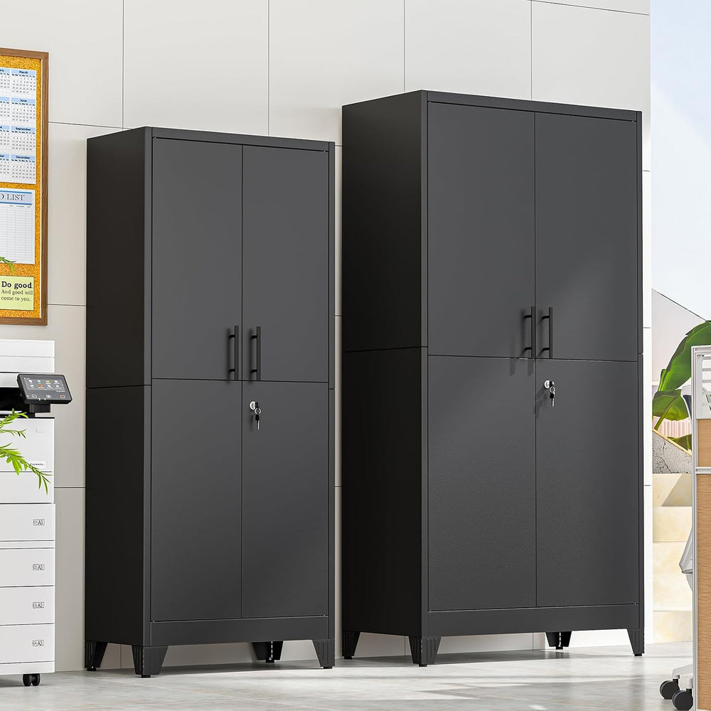 71" Metal Garage Storage Cabinet with Locking Doors and Shelves
