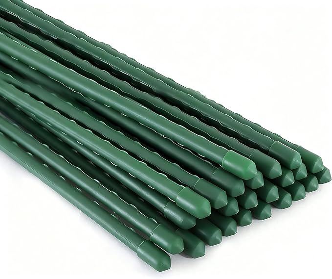 Xiny Tool Garden Stakes, 15 Pack 8 FT Steel Plant Garden Tomato Stakes with P...
