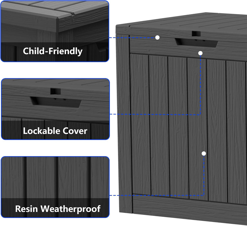 35 Gallon Resin Deck Box All Weather Outdoor Storage Box for Patio Furniture,...